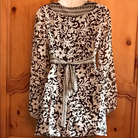 NWT SILK BOHO BABYDOLL WHITE HOUSE BLACK MARKET TUNIC TOP - Picture 4 of 5